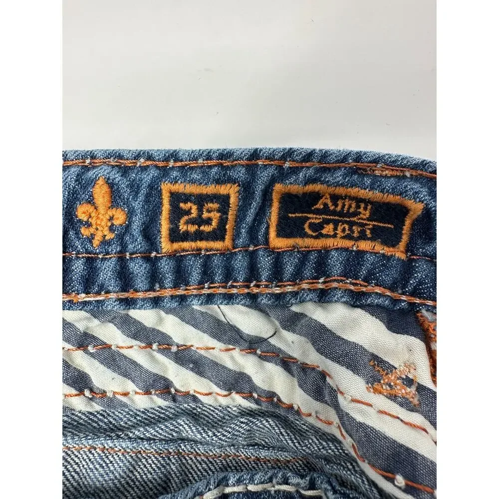 Rock Revival Amy Capri Jeans Sz 25 Medium Wash Stretch Denim Cropped 28” Inseam